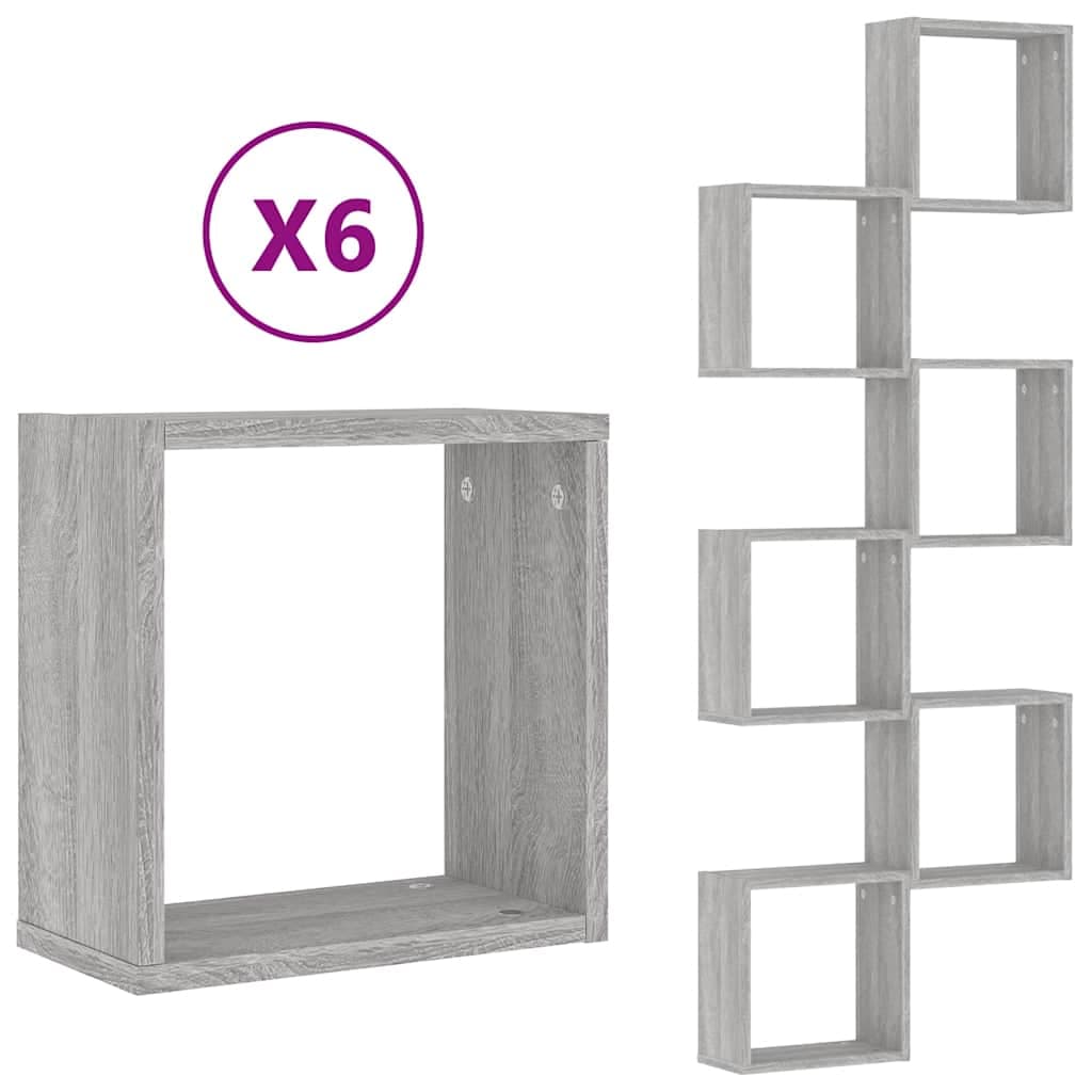 vidaXL Prateleiras de parede forma de cubo 6 pcs 30x15x30 cm