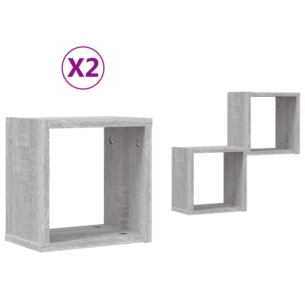 vidaXL Prateleiras de Parede 2 pcs Cinza Sonoma 26 x 15 x 26 cm