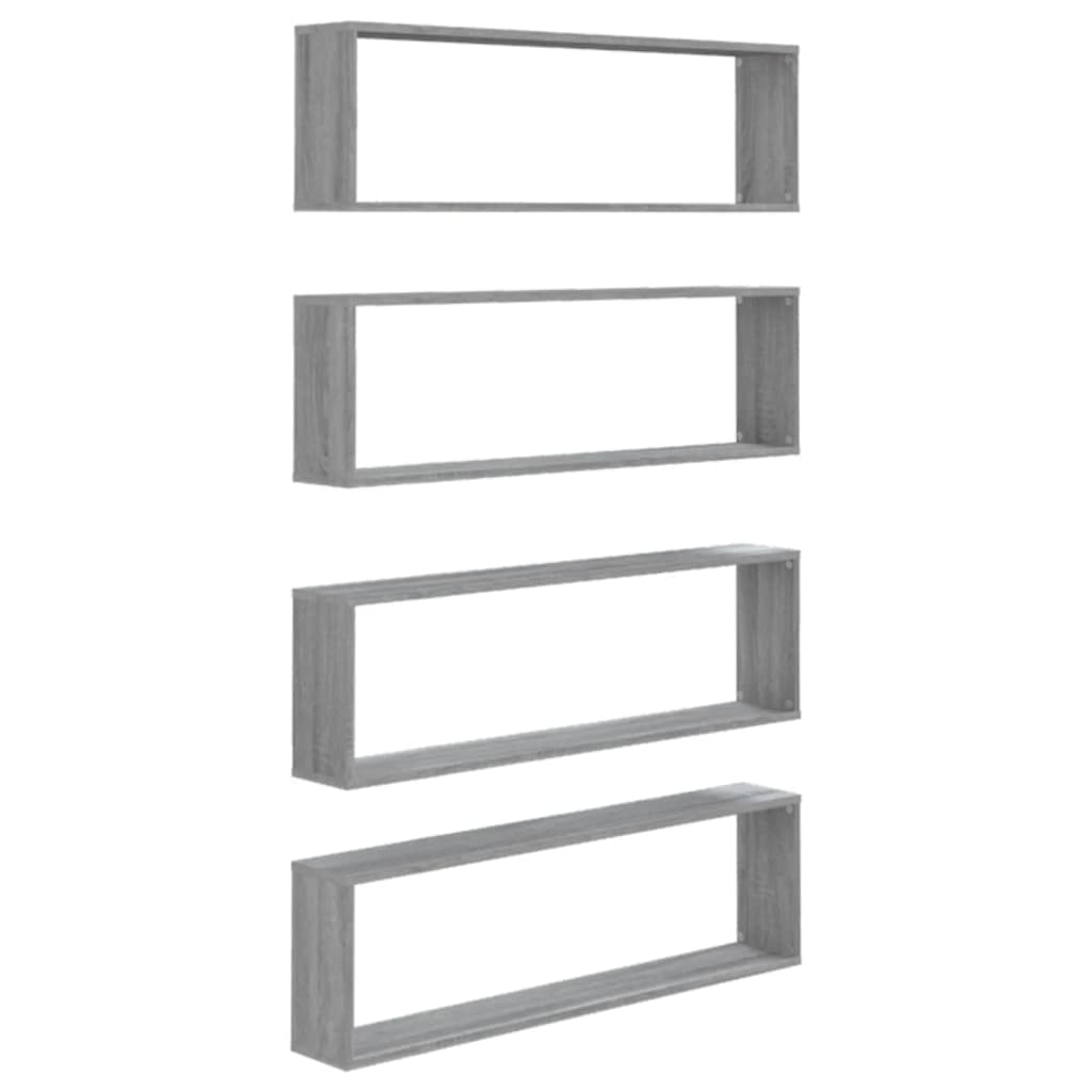 vidaXL Prateleiras cubo 4 pcs 100x15x30 cm deriv. madeira cinza sonoma