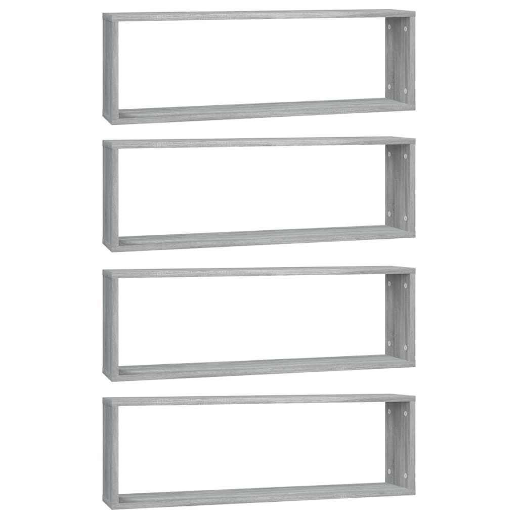 vidaXL Prateleiras cubo 4 pcs derivados de madeira cinzento sonoma