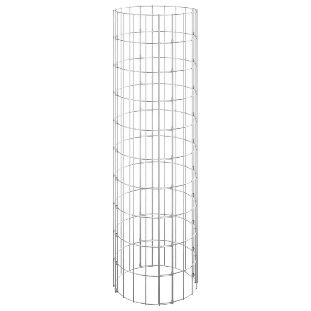 vidaXL Canteiro elevado/cesto gabião em poste Ø30x100 cm aço galvaniz.