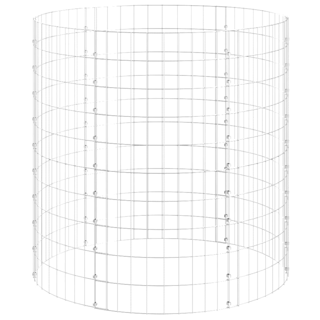 vidaXL Canteiro elevado/cesto gabião poste Ø100x100 cm aço galvaniz.