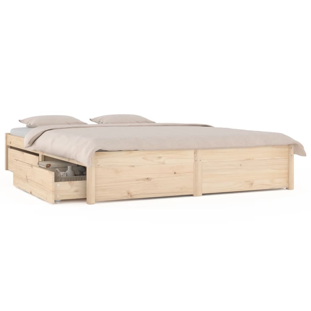 vidaXL Estrutura de cama com gavetas 150x200 cm tamanho King