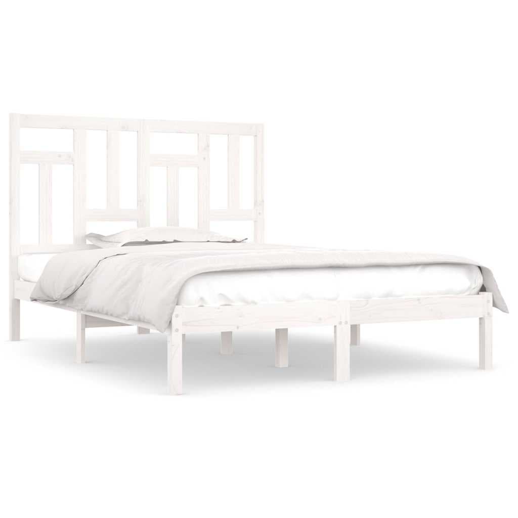 vidaXL Cama sem colchão 140x190 cm madeira de pinho maciça branco