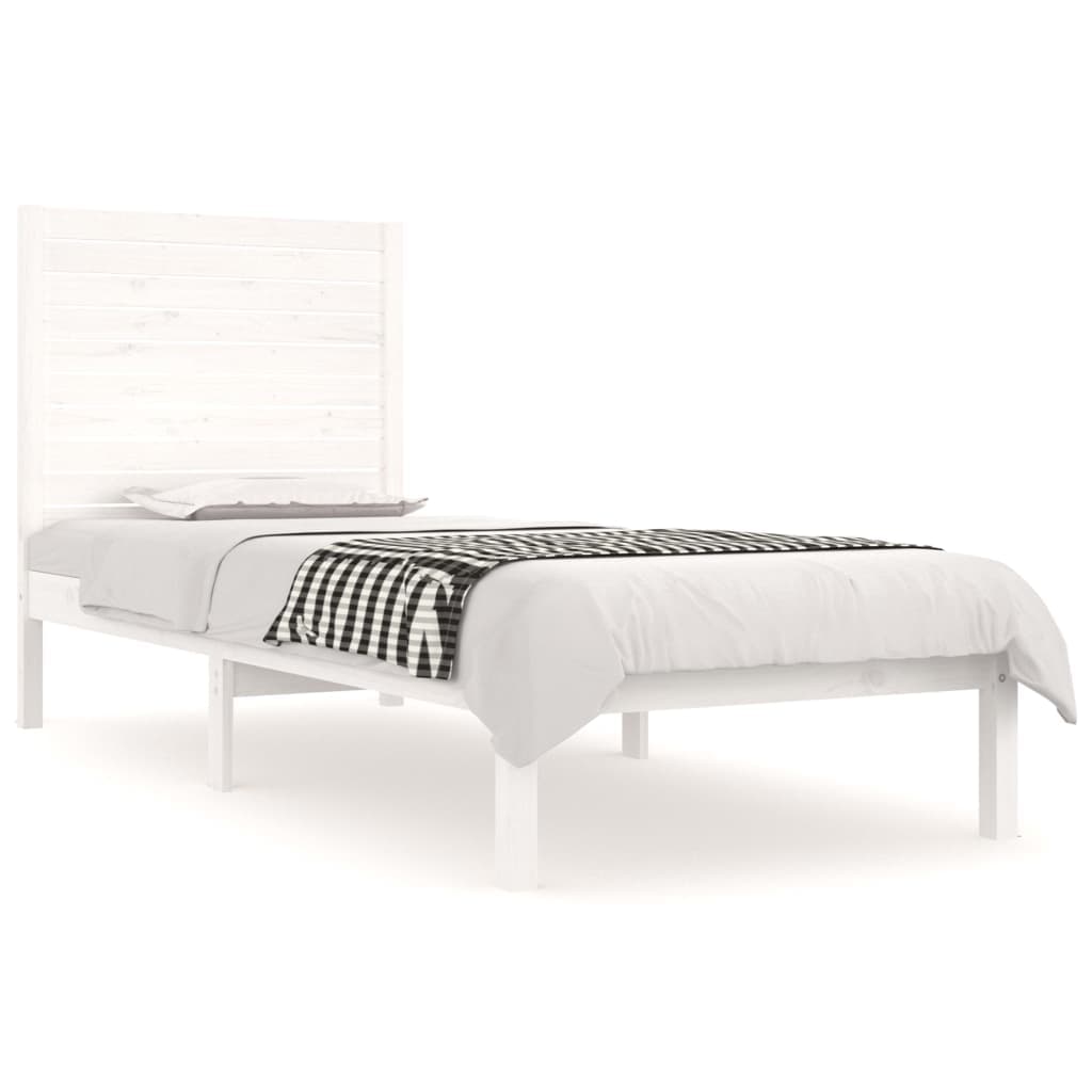 vidaXL Estrutura cama pequena solteiro 75x190 cm madeira maciça branco