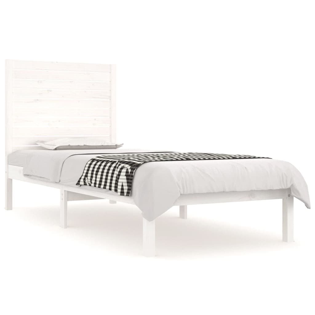vidaXL Estrutura de cama solteiro 90x190 cm madeira maciça branco