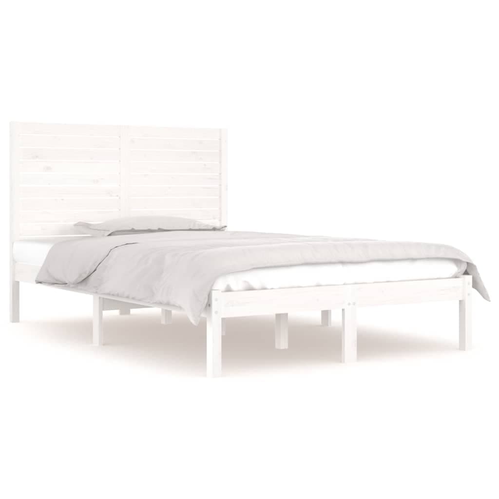 vidaXL Estrutura de cama 140x190 cm madeira maciça branco