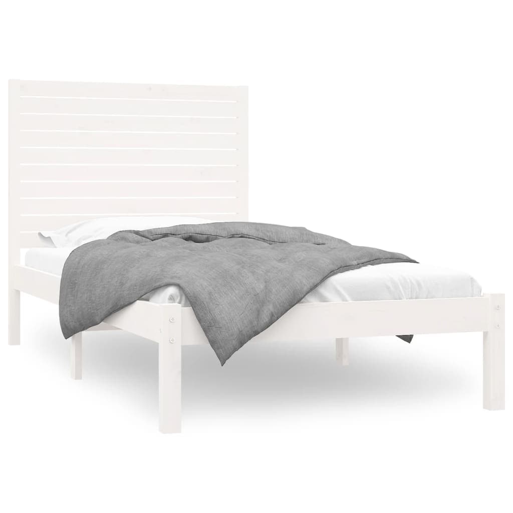 vidaXL Estrutura de cama 90x200 cm madeira maciça branco