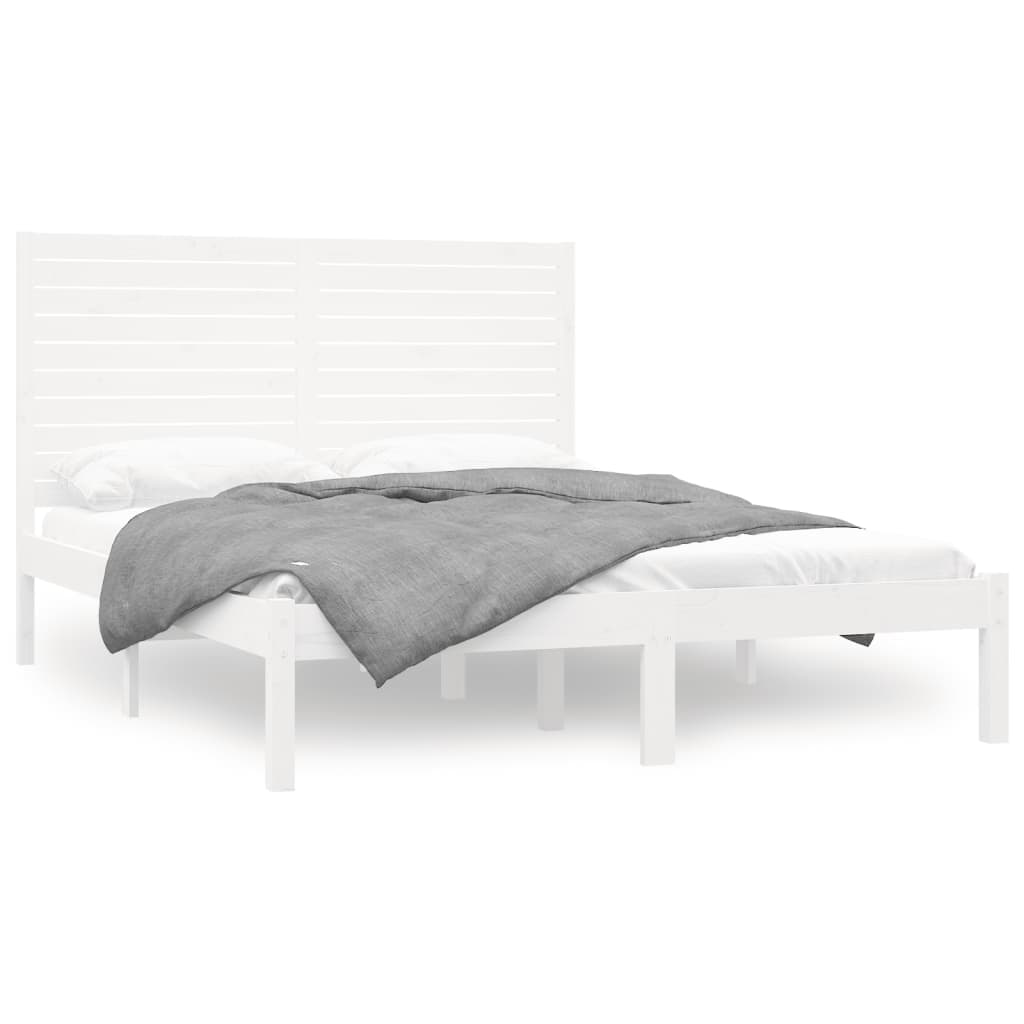Estrutura de Cama 140x200 cm Madeira Maciça Branco - 3104609