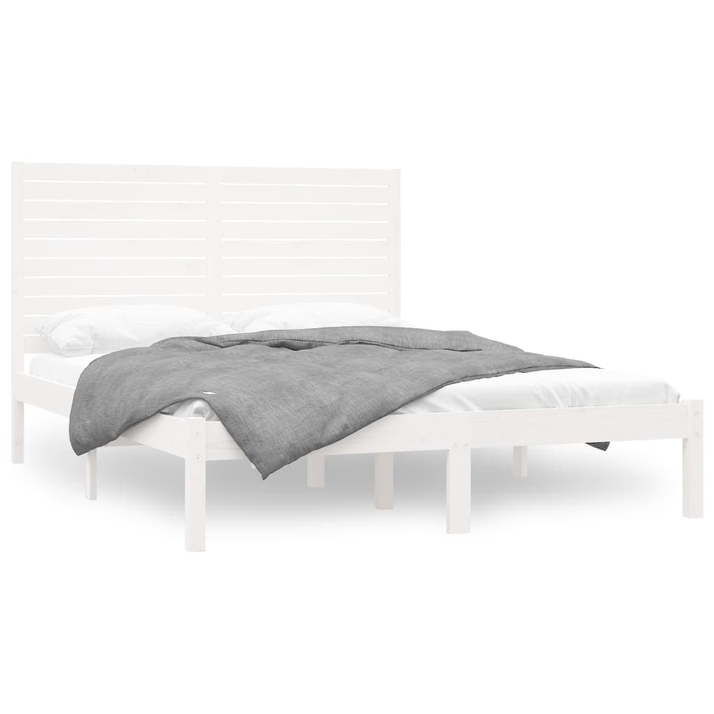 vidaXL Estrutura de Cama 160x200 cm Madeira Maciça Branco - 1930635071