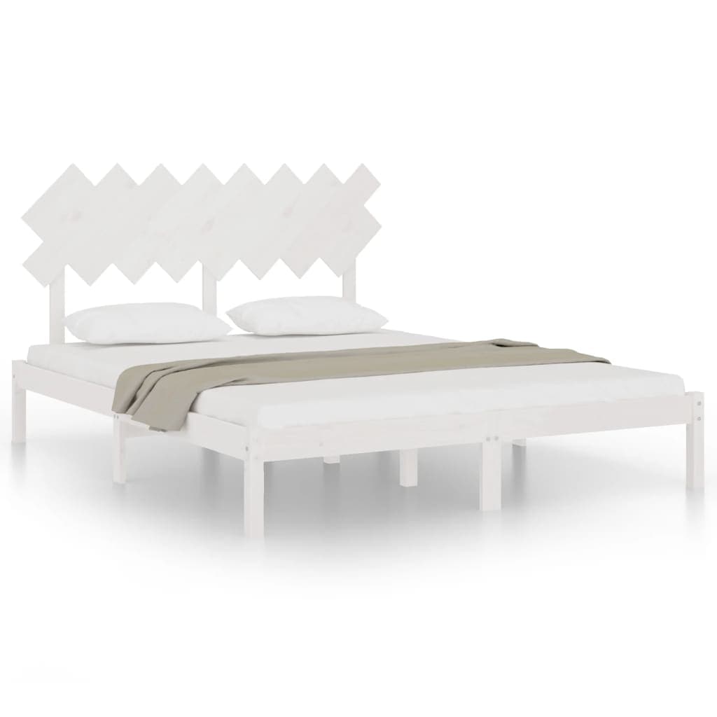 Estrutura de Cama 160x200 cm Madeira Maciça Branco - 3104879