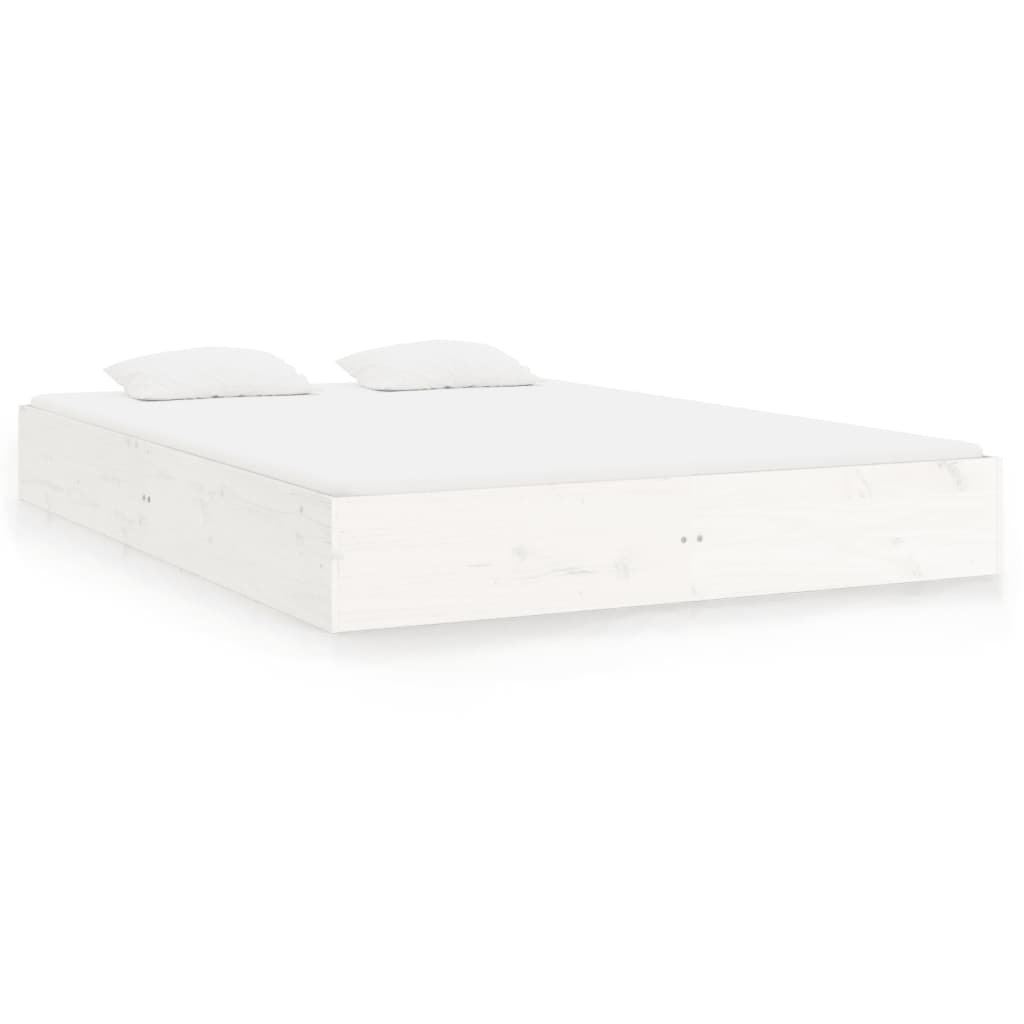 vidaXL Estrutura de cama king 150x200 cm madeira maciça branco