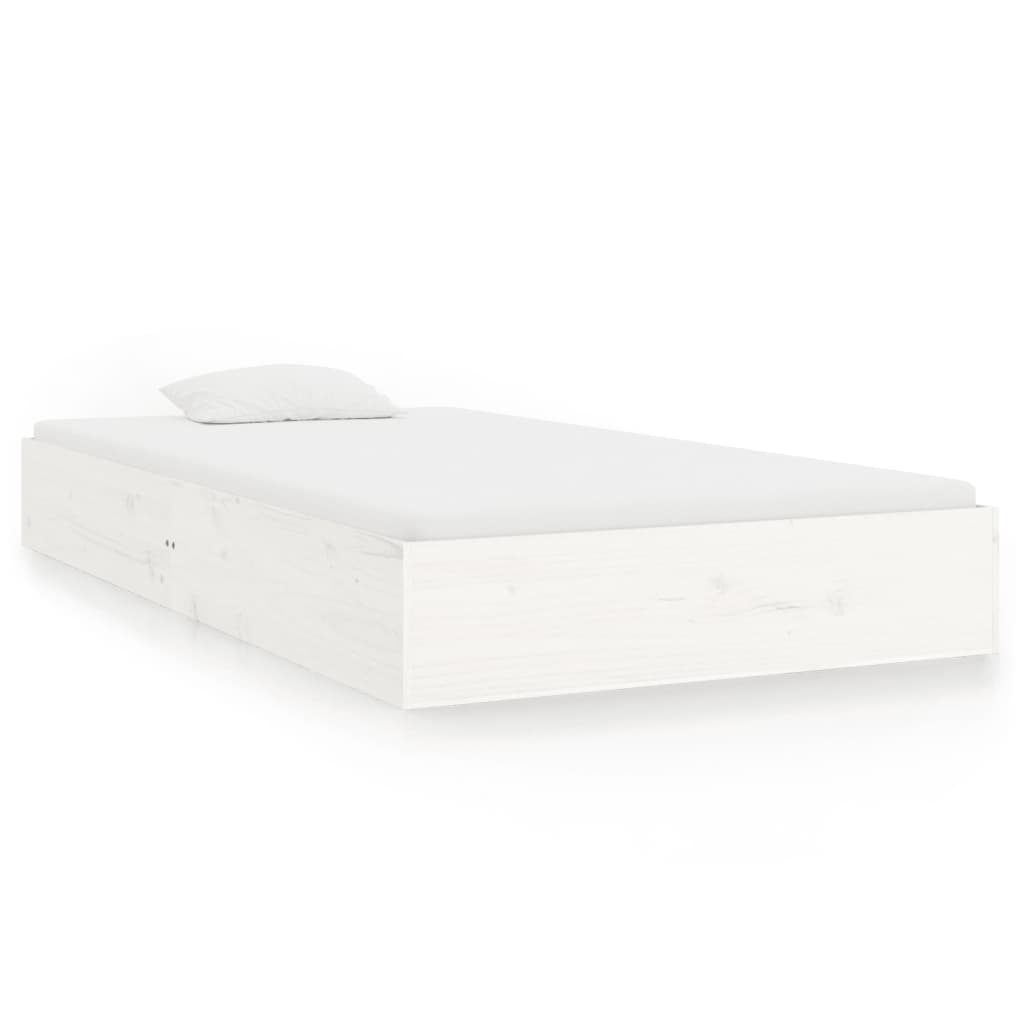 vidaXL Estrutura de cama 90x200 cm madeira maciça branco