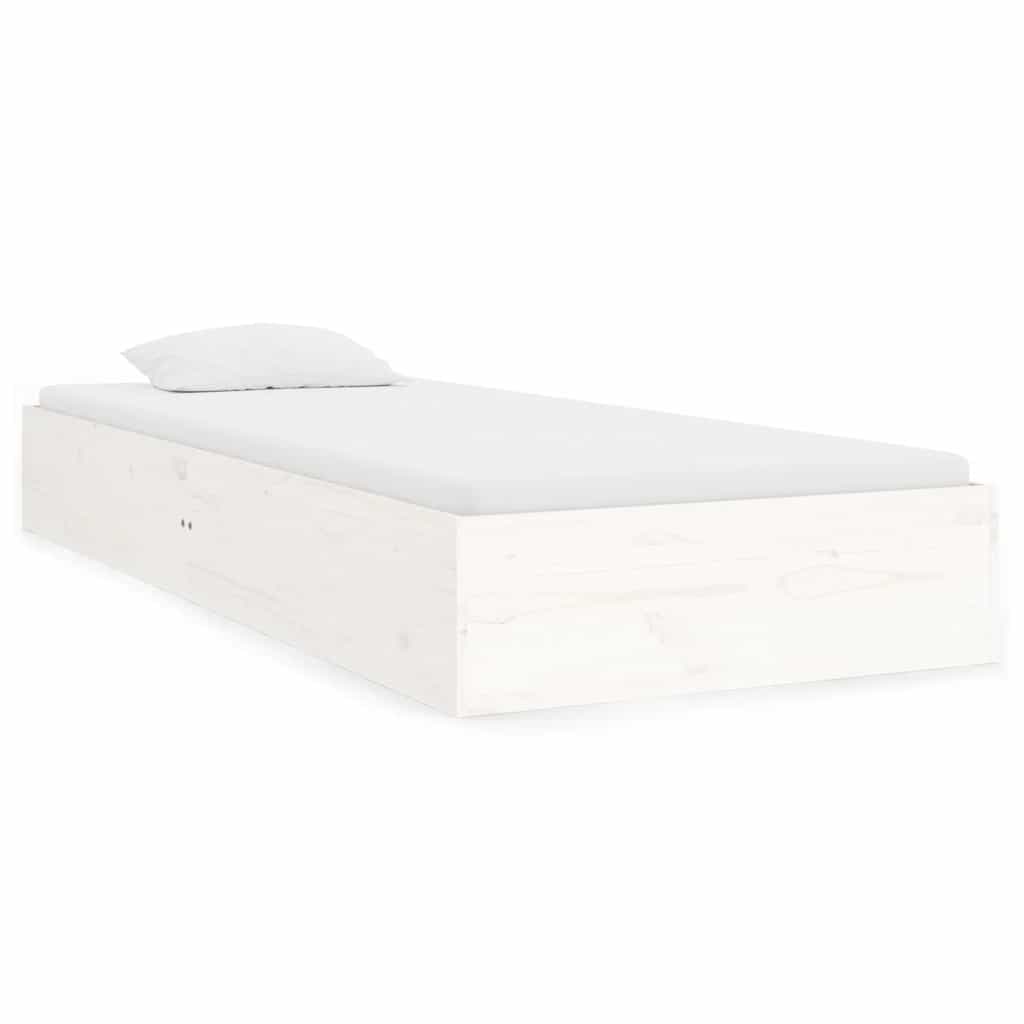 vidaXL Estrutura cama pequena solteiro 75x190 cm madeira maciça branco