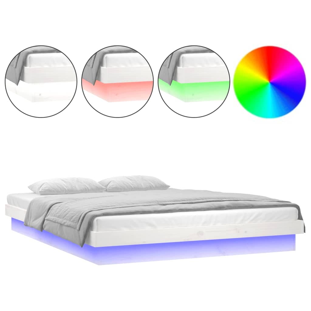 vidaXL Estrutura cama king size c/ luzes LED 150x200cm madeira maciça