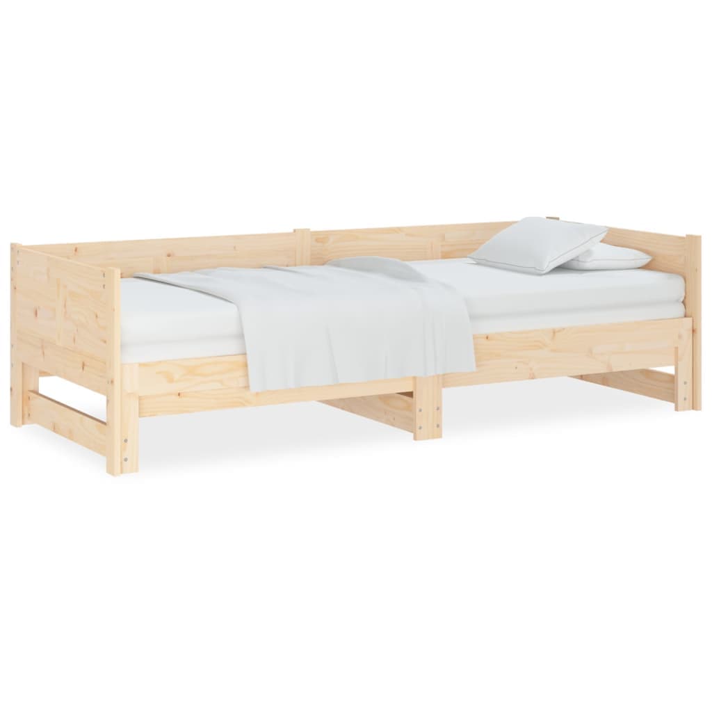 vidaXL Sofá-cama de puxar pinho maciço 2x(90x190) cm