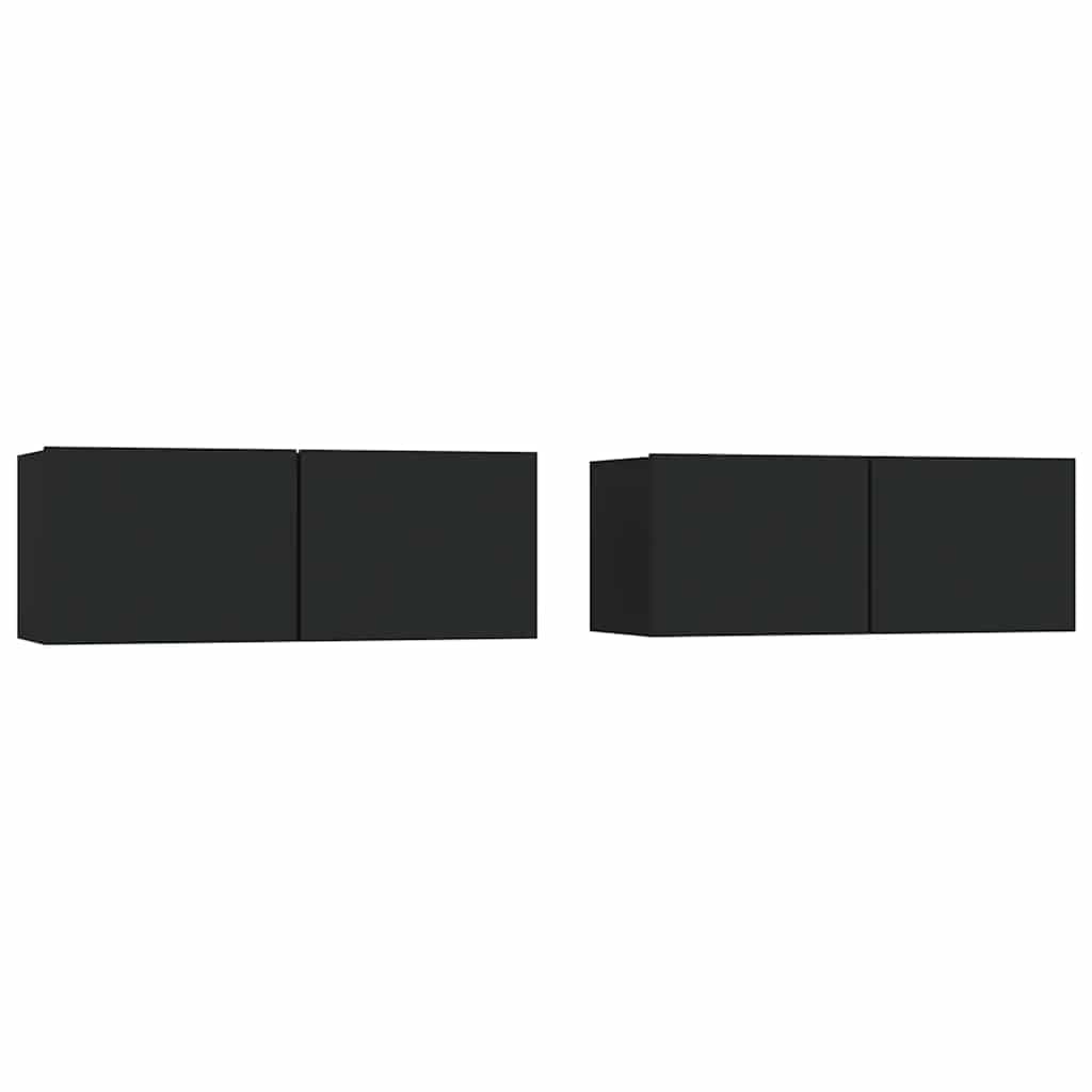 vidaXL Móveis de TV 2pcs 80x30x30 cm derivados de madeira preto