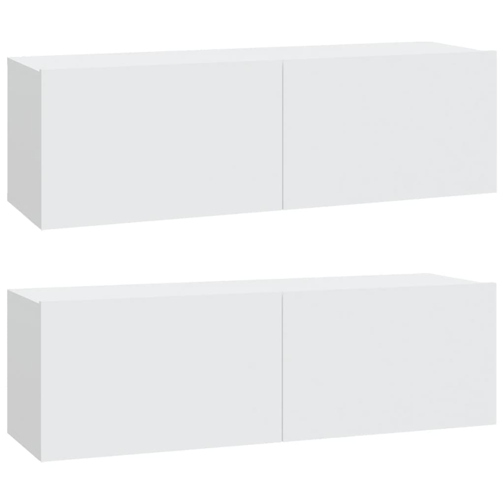 vidaXL Armários TV parede 2pcs 100x30x30 cm derivados madeira branco