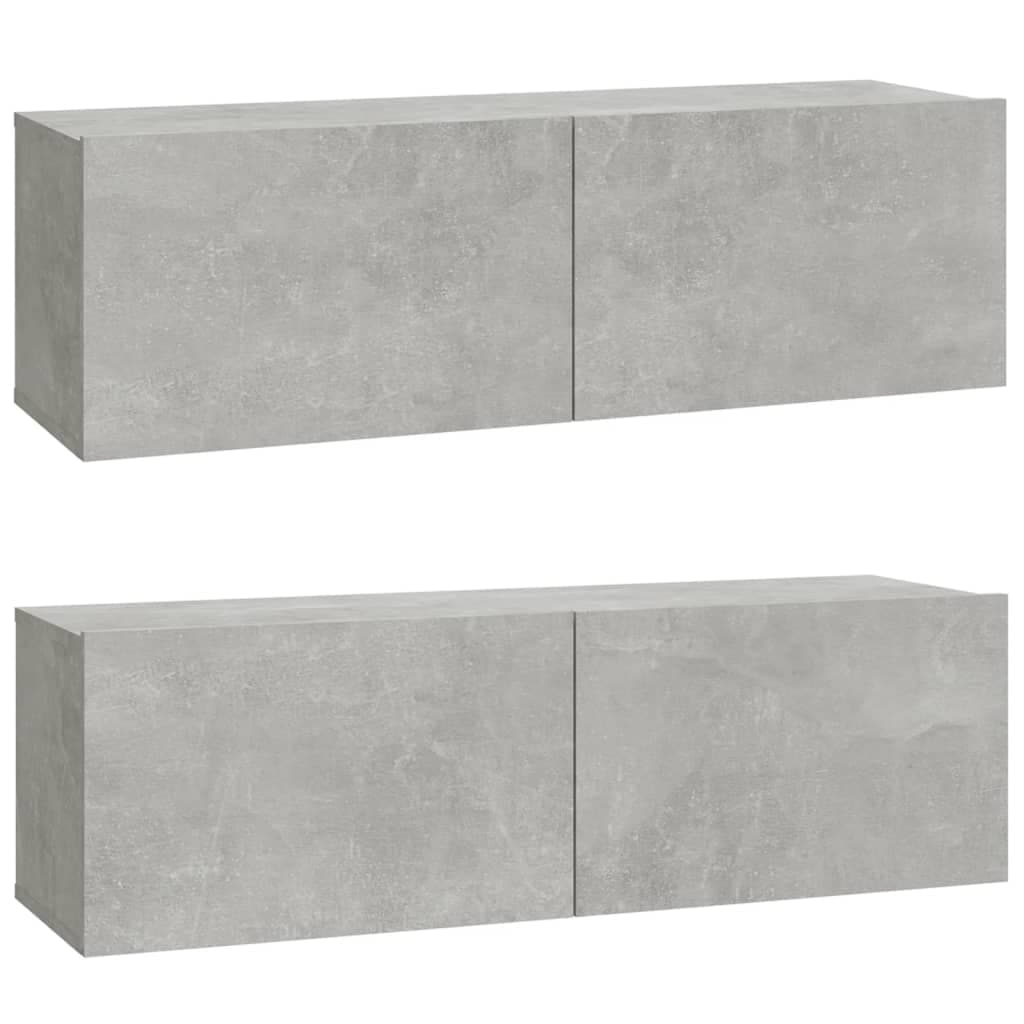 Móveis de TV Parede 2pcs 100x30x30cm Madeira Cinza Cimento - 804548