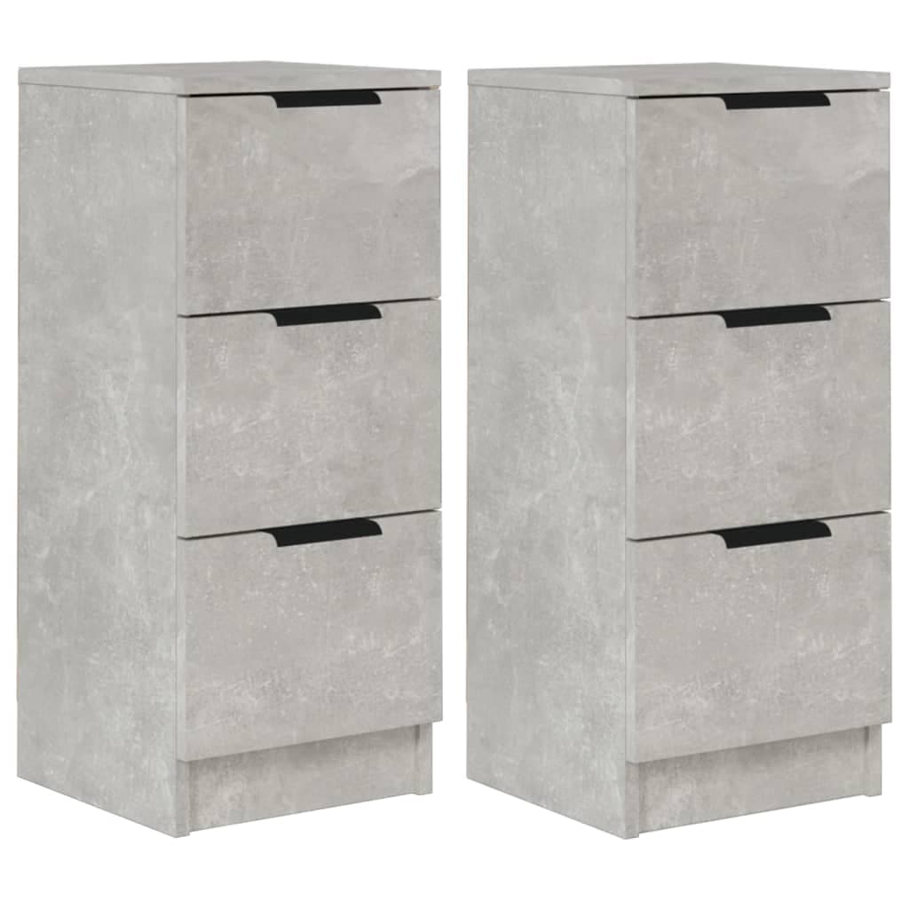 vidaXL Aparadores 2 pcs 30x30x70 cm madeira processada cinza cimento