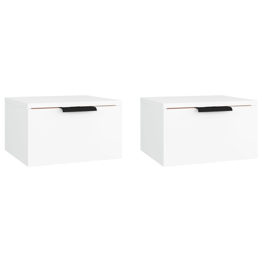 vidaXL Mesas de Cabeceira Montagem na Parede 2 Peças 34x30x20 cm Branco - 3877099983