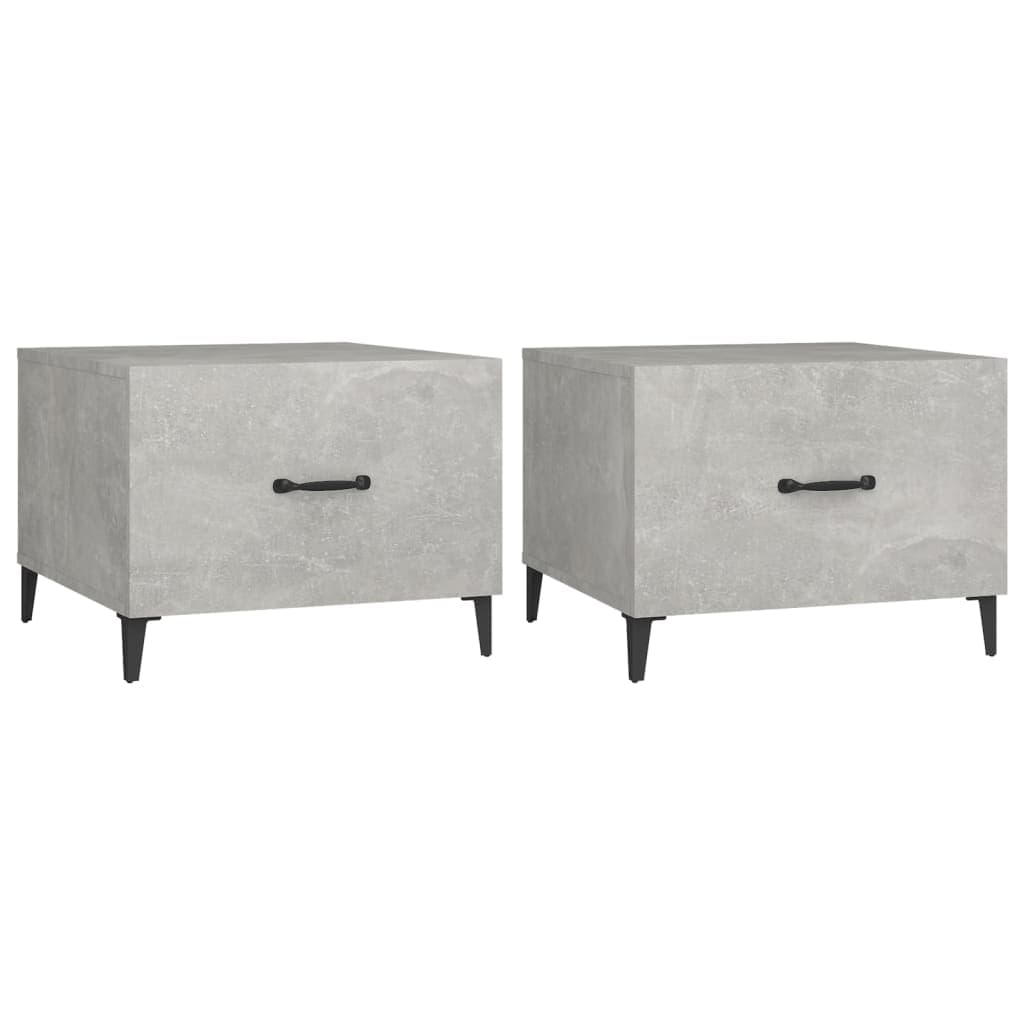 vidaXL Mesas de centro + pernas de metal 2pcs 50x50x40 cm sonoma cinza