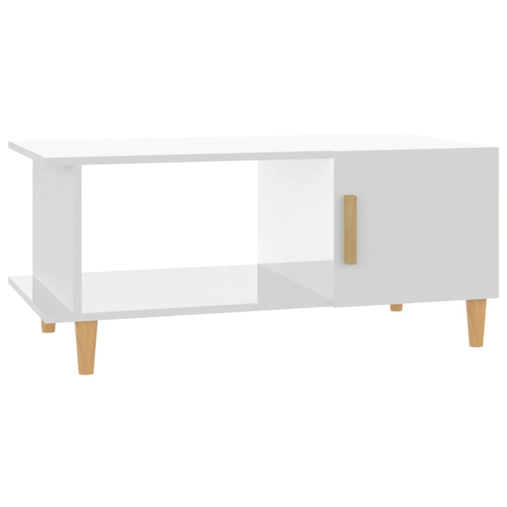vidaXL Mesa de centro 90x50x40 cm madeira processada branco brilhante