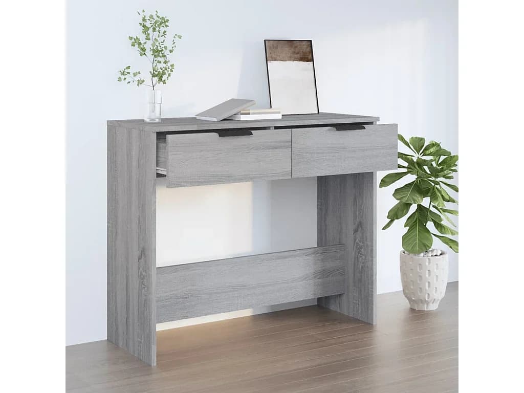 Mesa consola 90x36x75 cm derivados de madeira cinzento sonoma