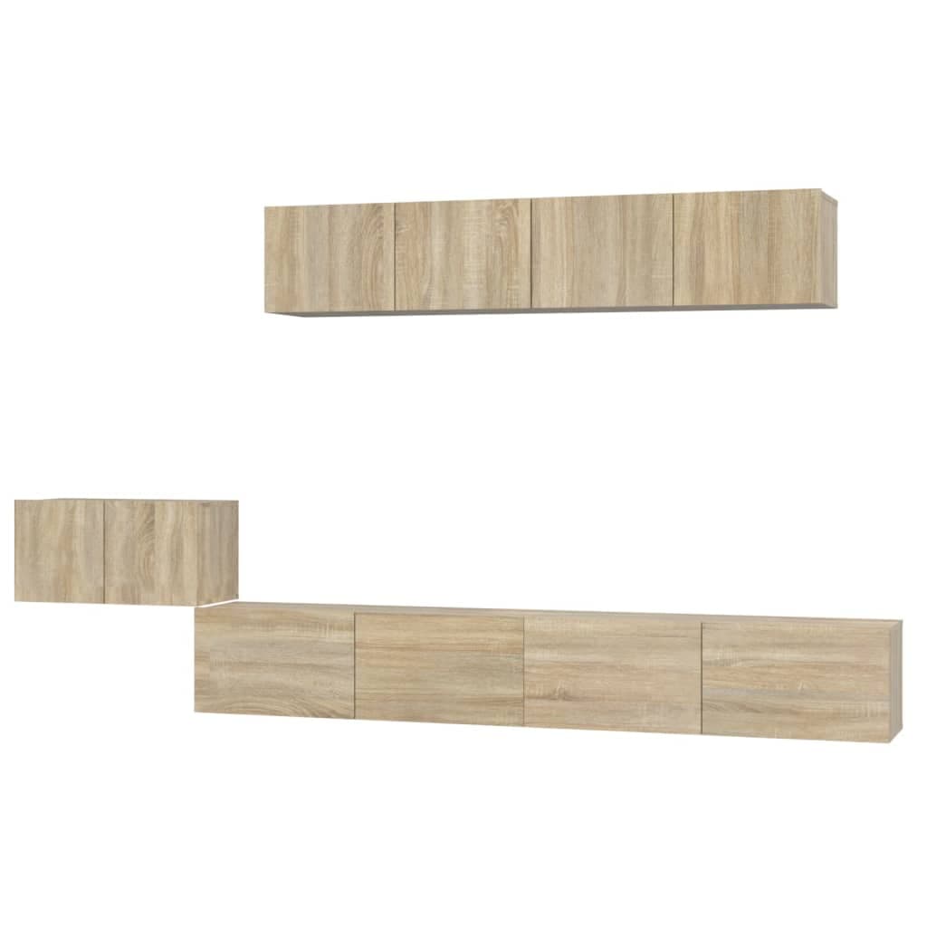 Conjunto Móveis de Tv 5 Pcs Madeira Processada Carvalho Sonoma - 3114432