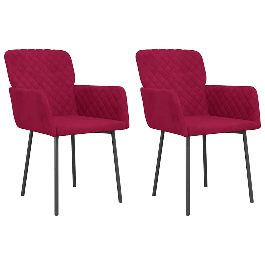vidaXL Cadeiras de jantar 2 pcs veludo vermelho tinto