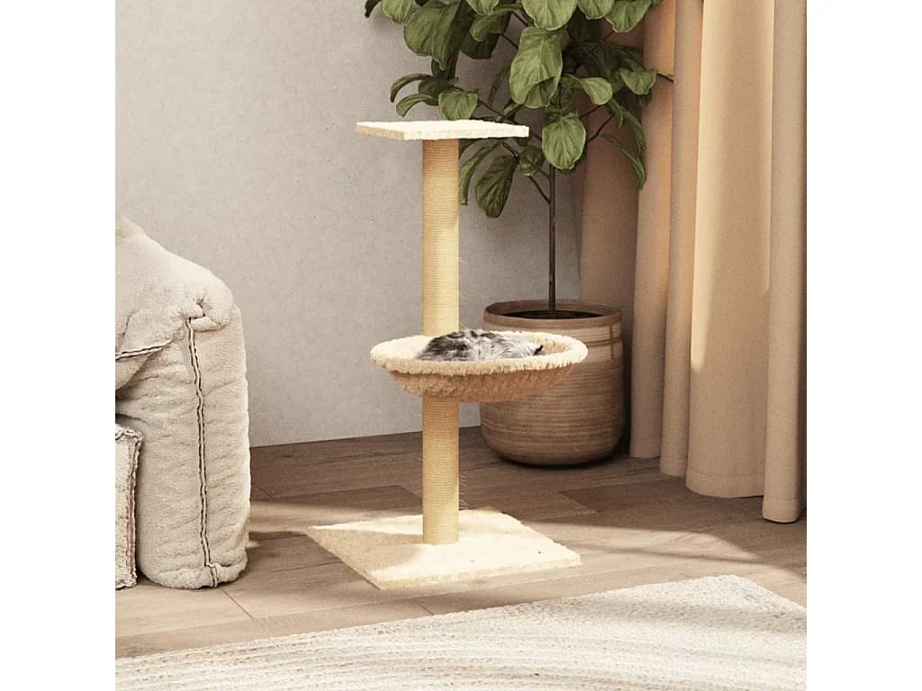 Árvore para Gatos com Poste Arranhador Sisal 74 cm Cor Creme - 171588