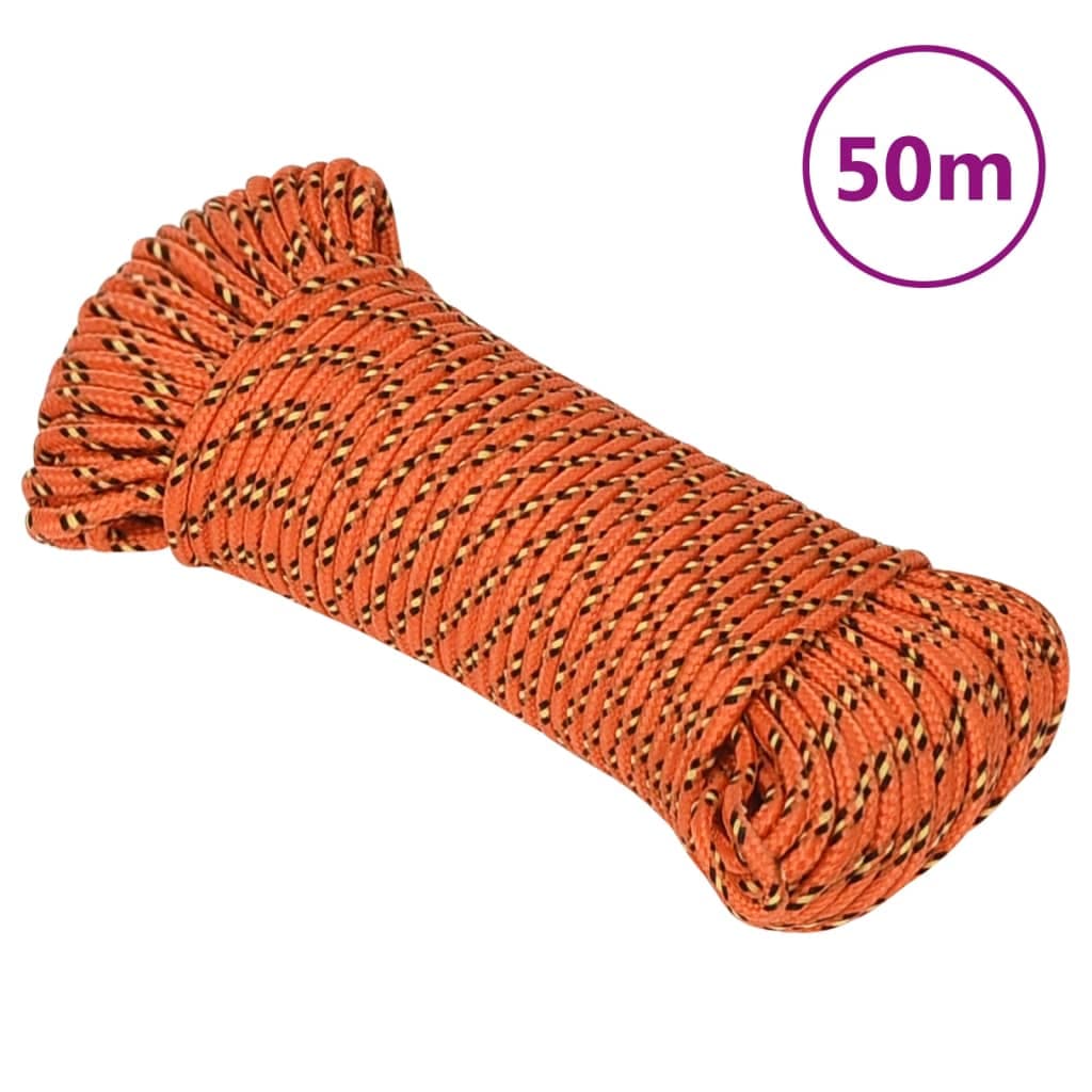 vidaXL Corda de barco 3 mm 50 m polipropileno laranja