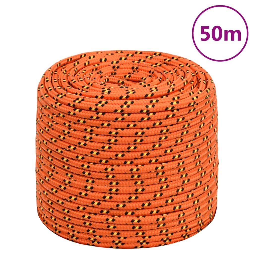 vidaXL Corda de barco 8 mm 50 m polipropileno laranja