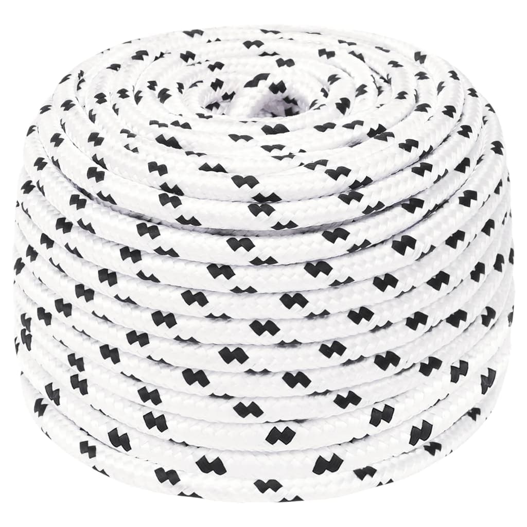 vidaXL Corda entrançada para barco 6 mm 25 m poliéster branco