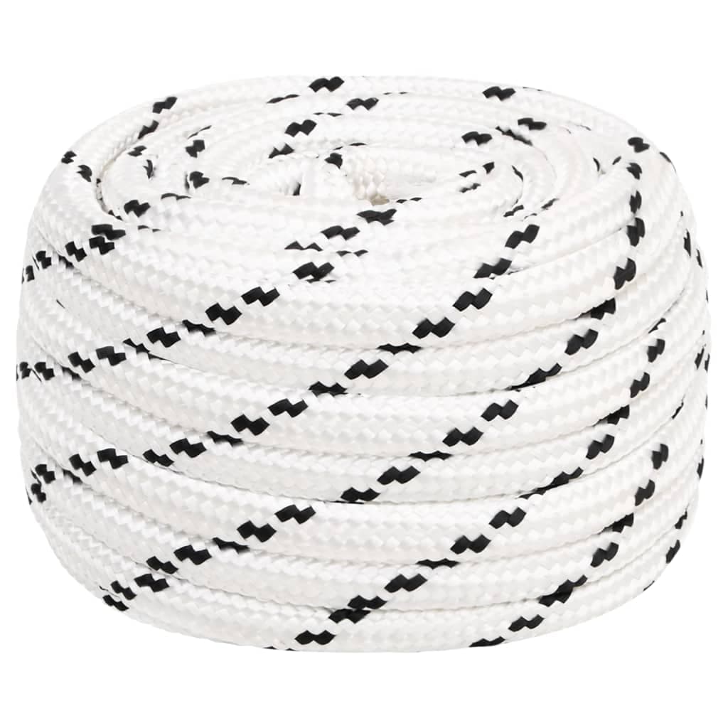 vidaXL Corda entrançada para barco 20 mm x 50 m poliéster branco