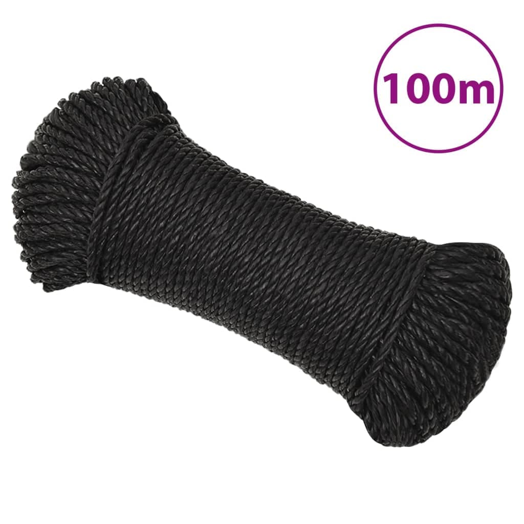 vidaXL Corda de trabalho 3 mm 100 m poliéster preto