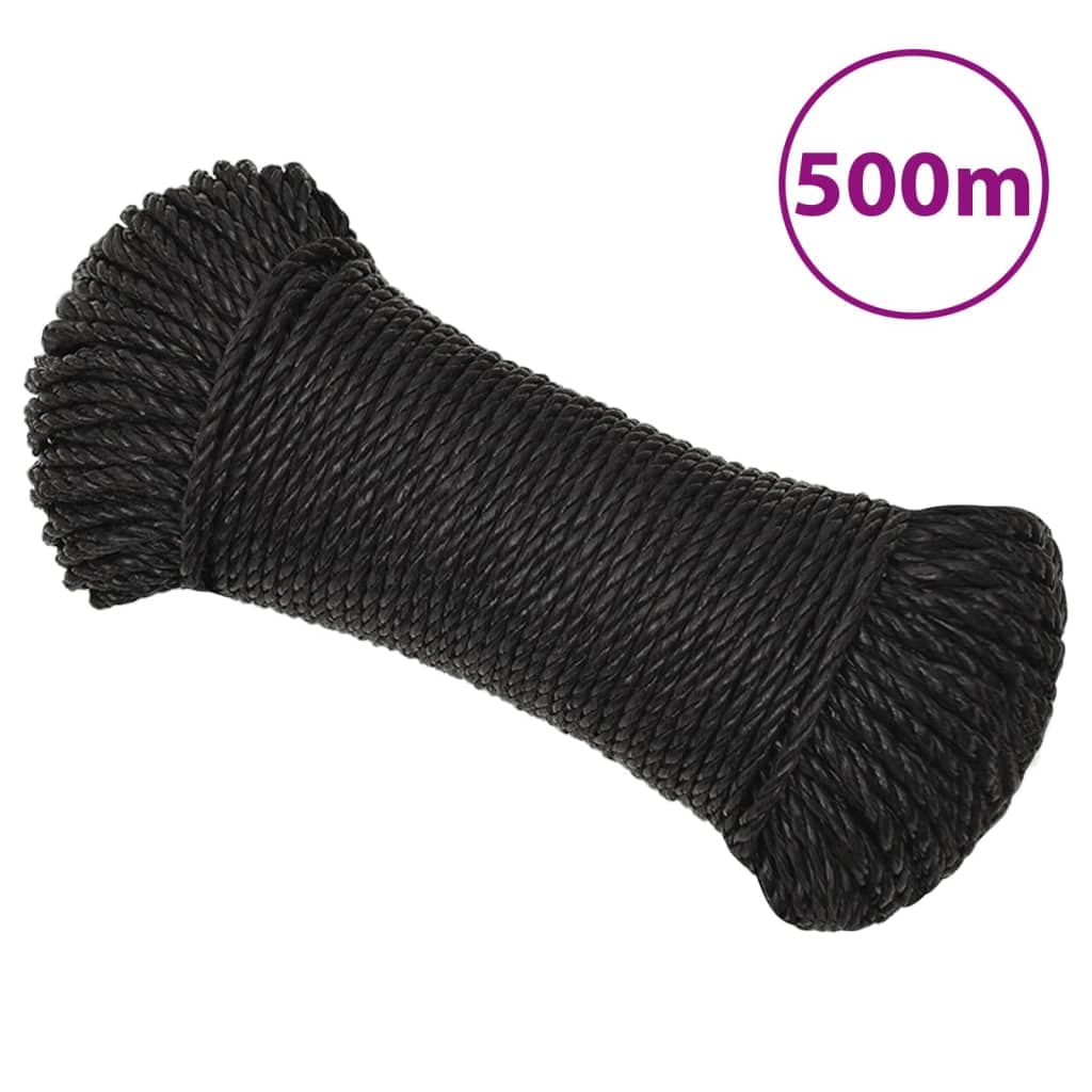 vidaXL Corda de trabalho 3 mm 500 m poliéster preto