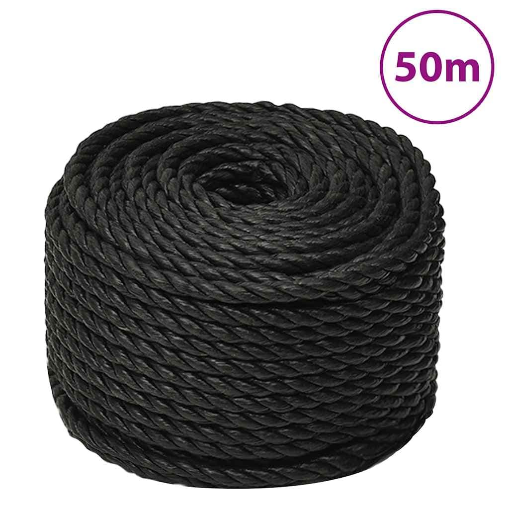 vidaXL Corda de trabalho 10 mm 50 m polipropileno preto