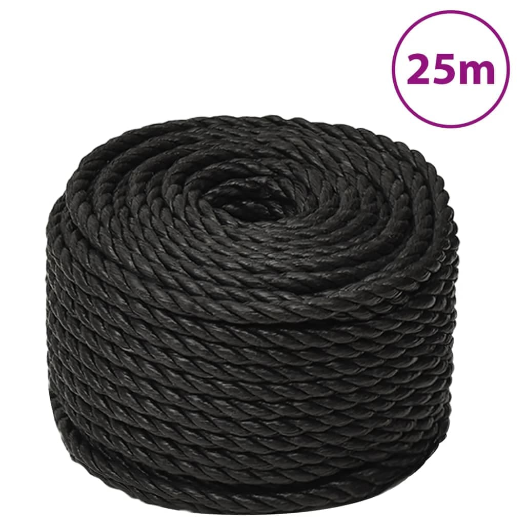 vidaXL Corda de trabalho 12 mm 25 m poliéster preto