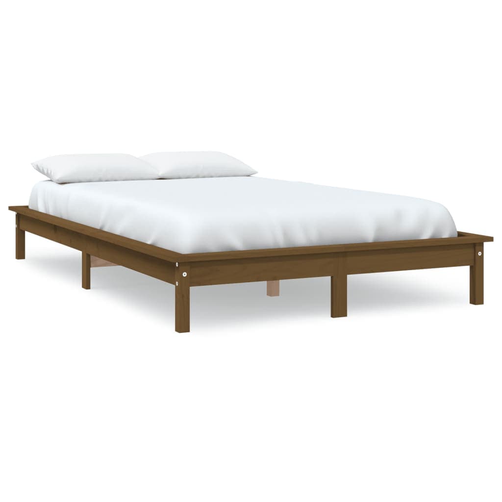 vidaXL Estrutura de cama 200x200 cm pinho maciço castanho mel