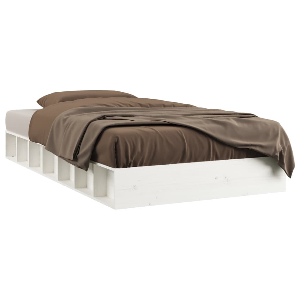 vidaXL Estrutura cama pequena solteiro 75x190 cm madeira maciça branco