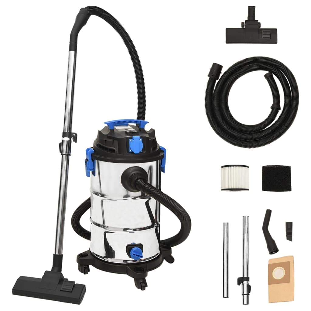vidaXL Aspirador húmido/seco 1200 W 30 L prateado