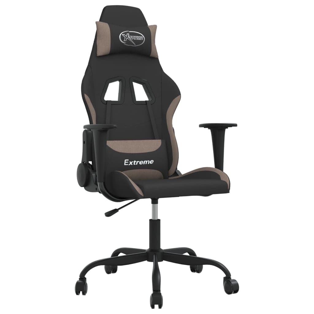 vidaXL Cadeira gaming de massagens tecido preto/cinzento-acastanhado