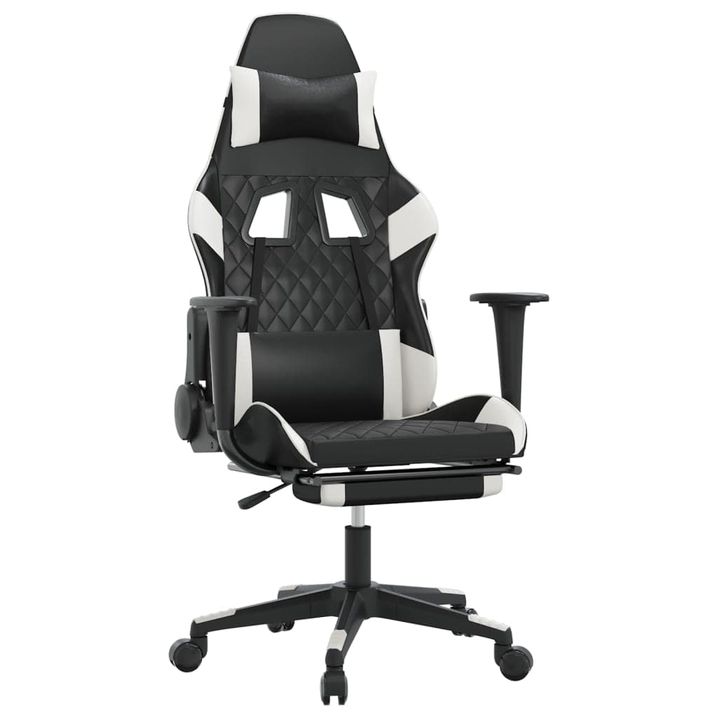 Cadeira Gaming Cadeira Gaming Massagens C/ Apoio Pés Couro Artif. Preto/branco