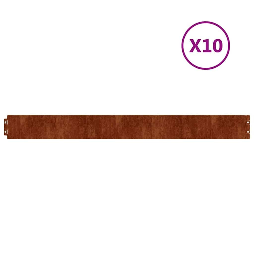 vidaXL Bordas de relvado 10 pcs 10x103 cm aço corten flexível