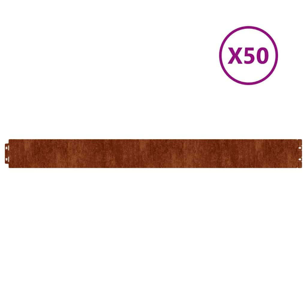 vidaXL Bordas de relvado 50 pcs 10x103 cm aço corten flexível