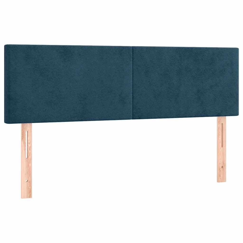 vidaXL Cabeceiras azul-escuro 144x5x78/88 cm veludo