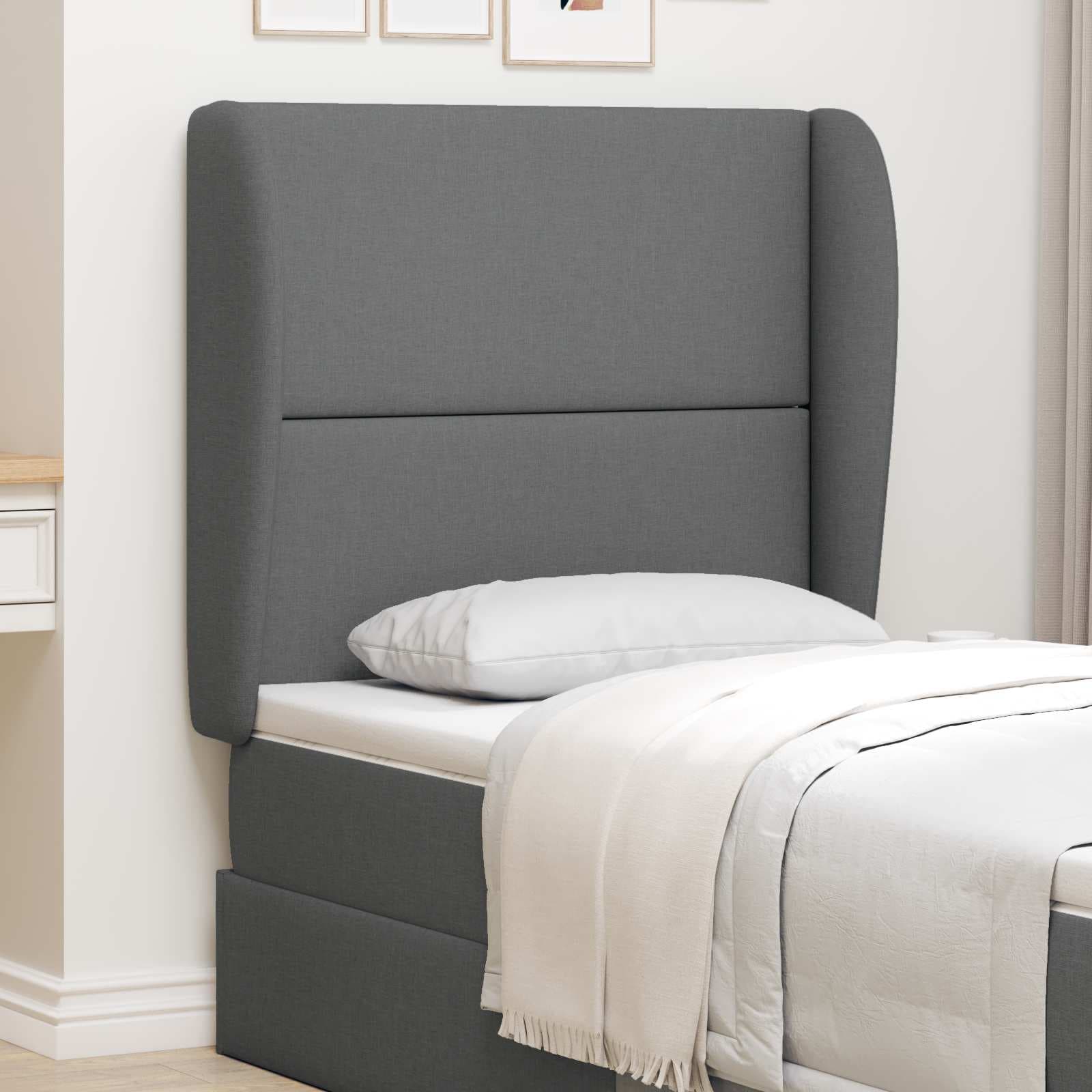 vidaXL Orelha de Cabeceira Cinza Escuro 80 x 23 x 6 cm tecido