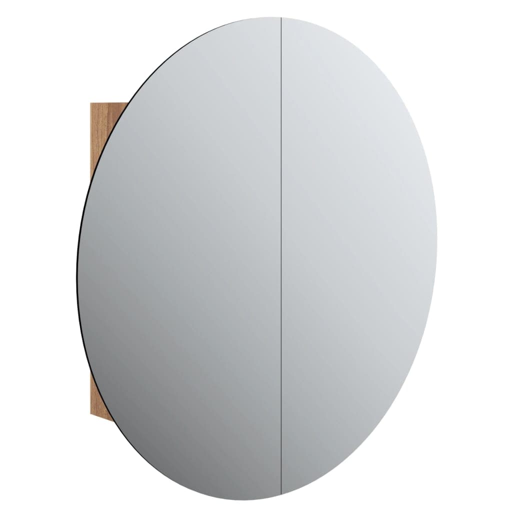 Móvel de WC Espelho Redondo Luz led 54x54x17,5 cm Cor Carvalho - 345590