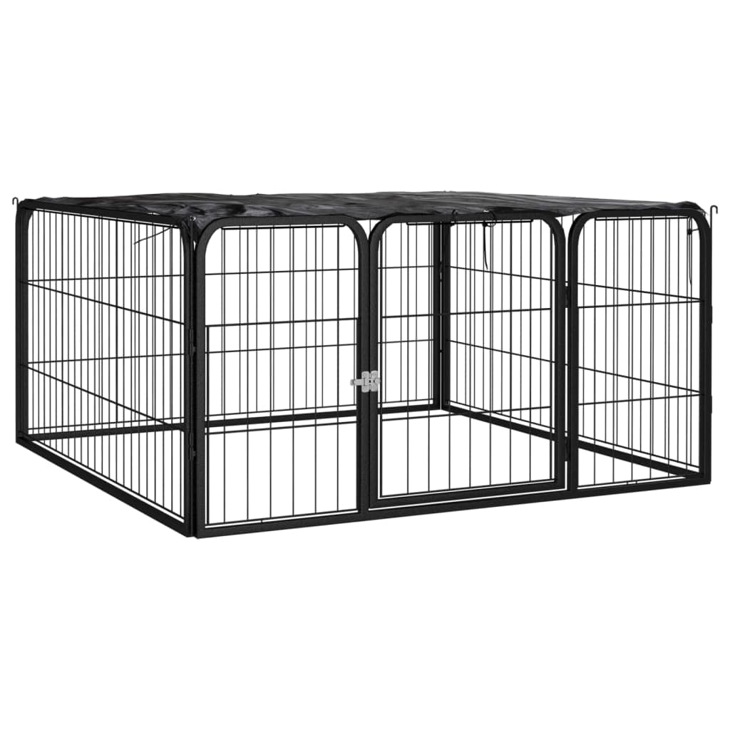 vidaXL Canil com 4 painéis 100x50 cm aço revestido a pó preto